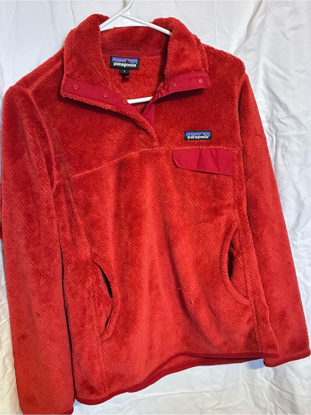 Patagonia Kids Red Plush Snap-T Fleece Pullover